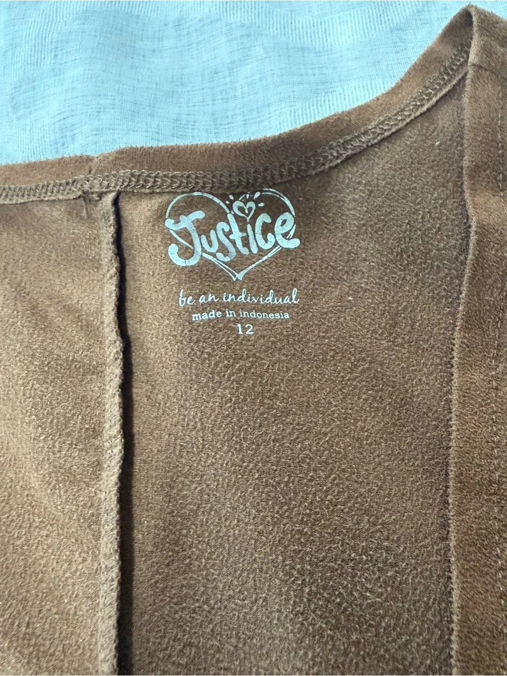 Justice Brown Faux-Suede Fringe Vest